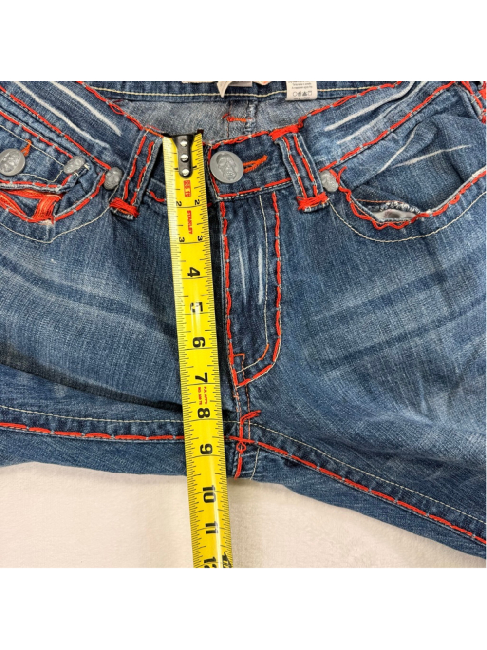 Women's Laguna Beach Vintage Y2K Boot Cut Jeans Red Stitching Skulls Size 34 - Picture 15 of 16